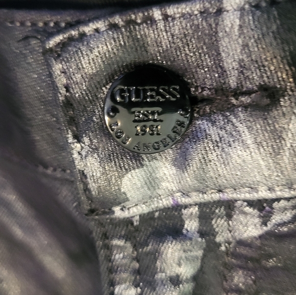 Guess Brittney Silver Zipper Leggings Women’s Size 30 YKK Designer Denim A2 - Picture 6 of 12